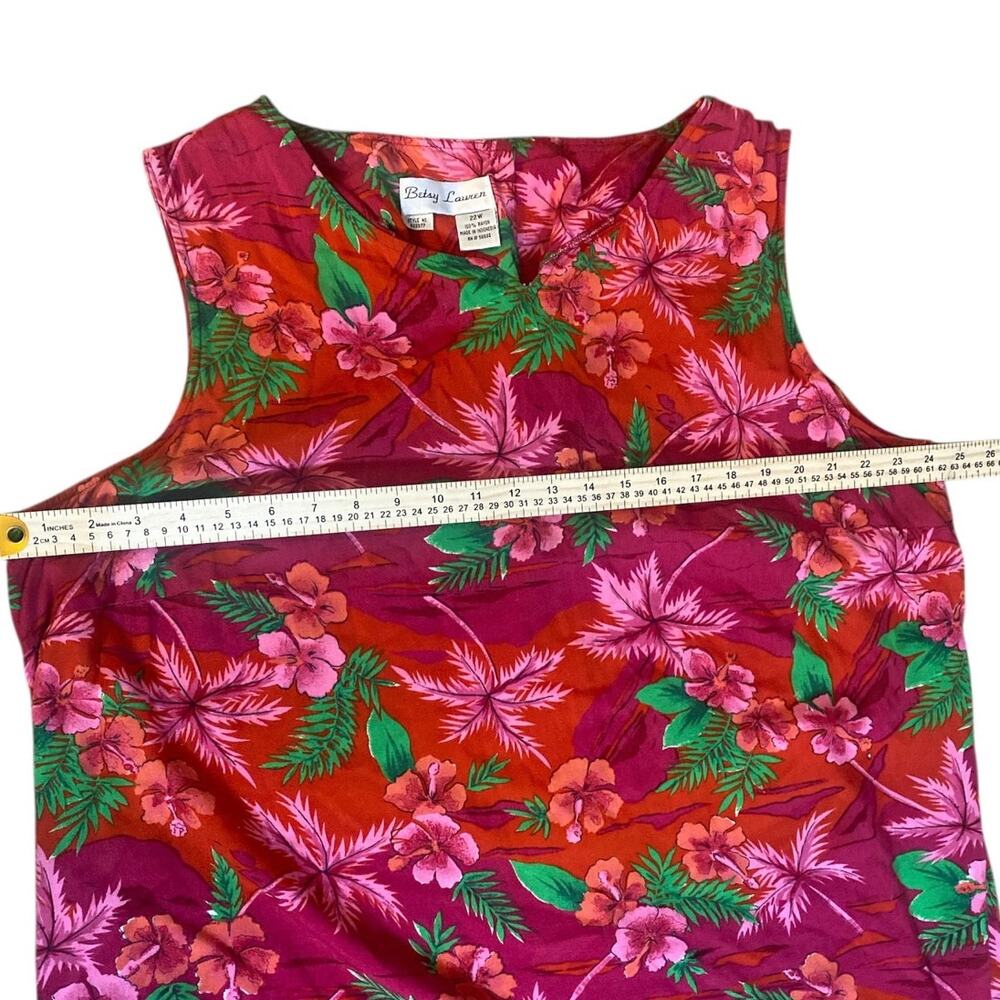 Betsy Lauren 22W Sleeveless Maxi Dress Floral Hawaiian Print 100% Rayon - Picture 3 of 5